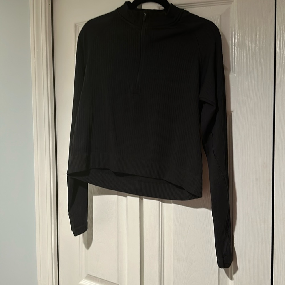 Lululemon Rest Less Cropped Half Zip Black